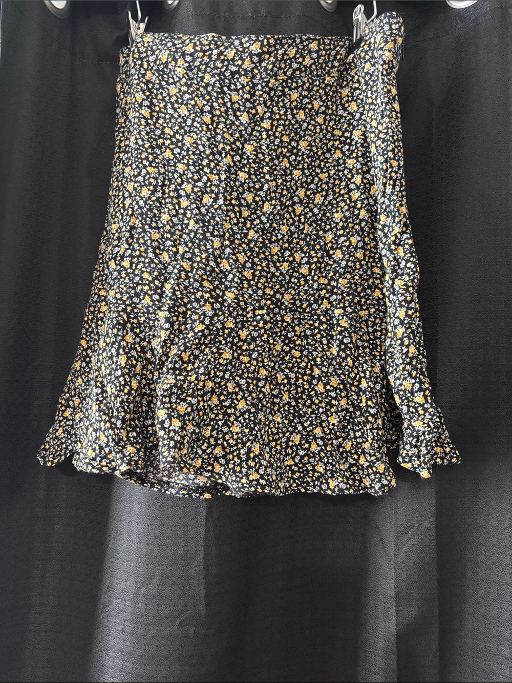 Dress Forum Black Mini Dress with Yellow and White Floral Ditsy Print